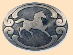 horse stamped steel rivetback concho