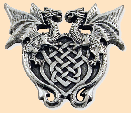 winged dragon crest leather concho