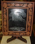 Leather Frame, Eagle scratch art leather framed picture