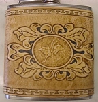carved leather flask