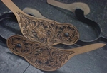custom leather carved spur strap