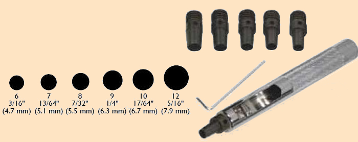 maxi punch set, leather hole punches