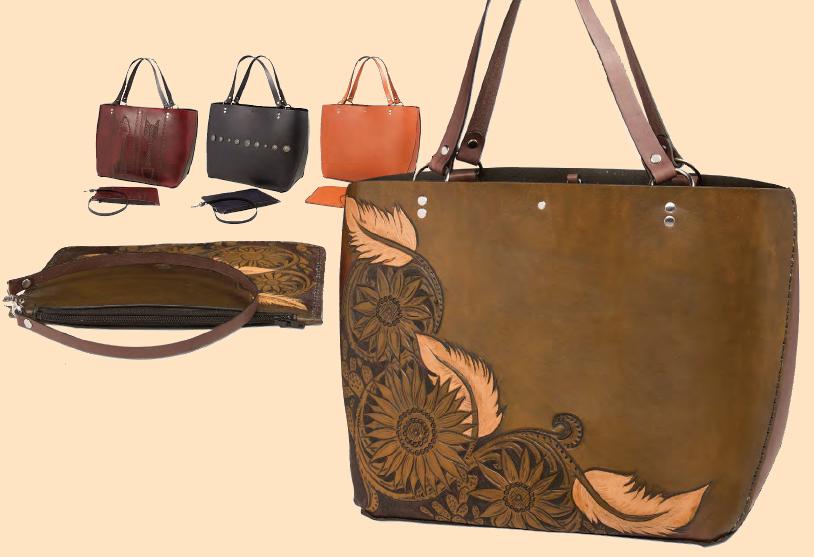 charlotte leather tote with pouch kit