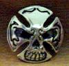 skull in maltese cross concho, biker concho