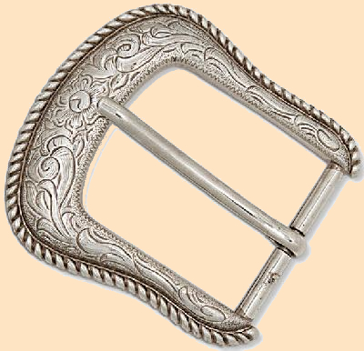 engraved floral rope edge buckle, belt buckle, heel bar buckle,