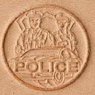 3D leather stamp police