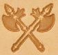 crossed axes, crossed blades, 3D Leather Stamp, Pictorial Stamp