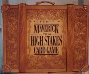 Custom Leather Suitcase, Property of Maverick High Stakes Card Game